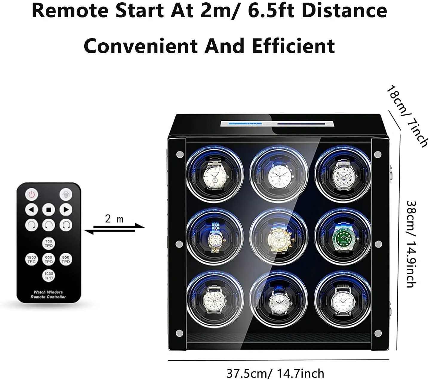 Watch Winder Box for Automatic Watch Adjustable Watch Pillows LCD Touch Sn Built-in Led Light Piano Paint Exterior Durable Watch Winder Display Watch Box