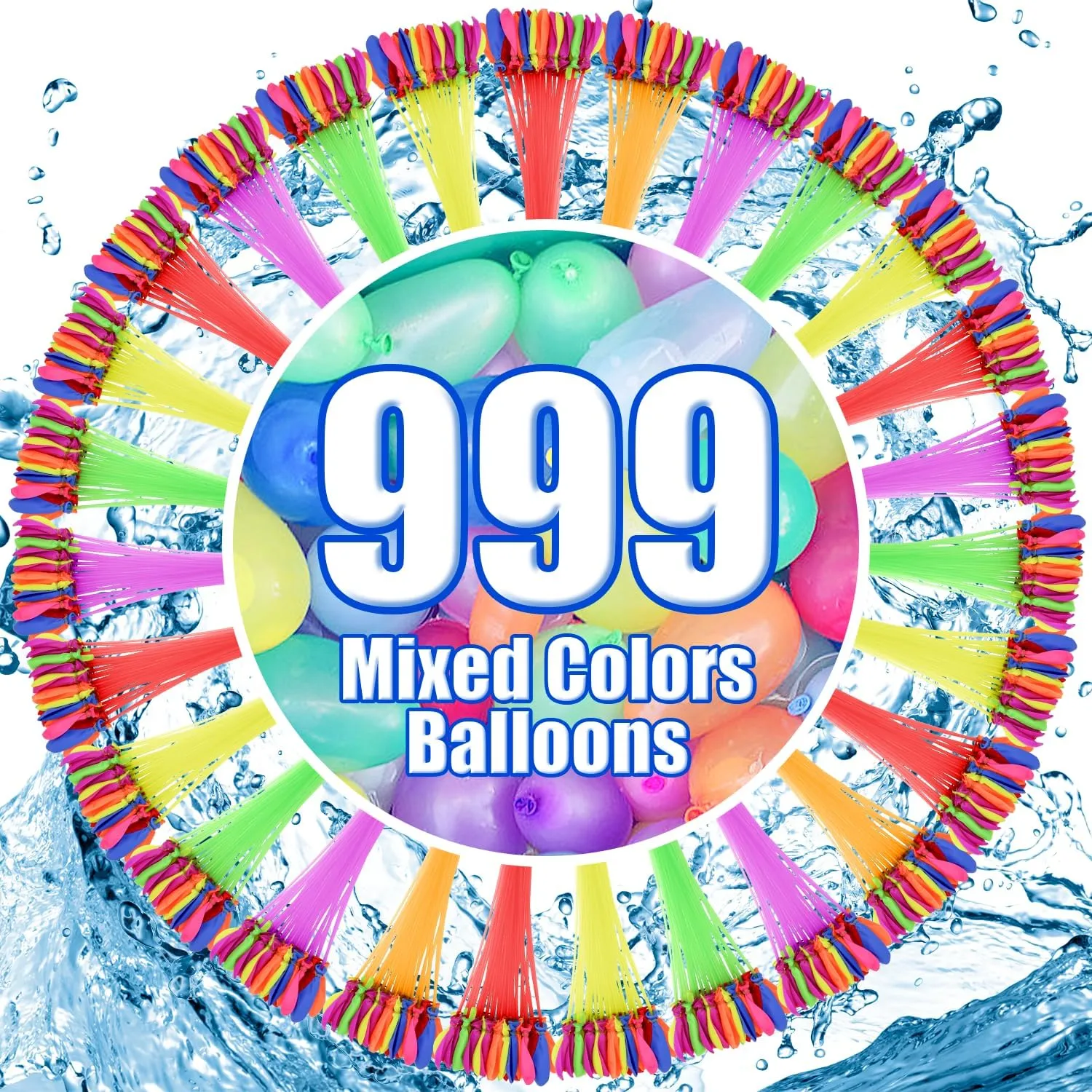 Water for Kids Adults Balloons with Refill Kits Quick Fill Balloons Set, Summer Splash Party,Games for Kids Boys & Girls Adults, Outdoor Backyard Games Water Toys for Pool, Party, Yard Games(999pcs)