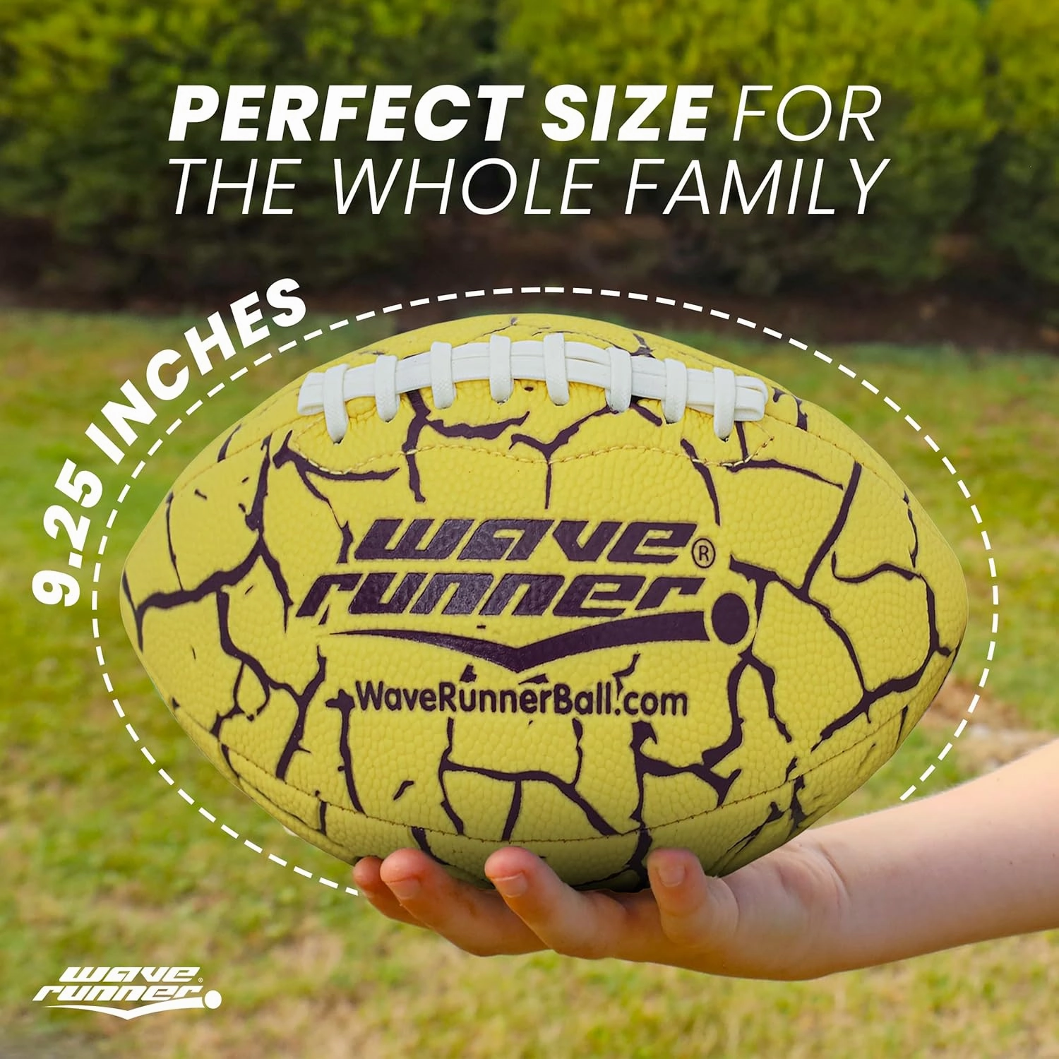 Wave Runner Grip It Waterproof Junior Size Football, 9.25 Size, Durable & Double Laced, Perfect for Beach Accessories, Kids Games, Pool Toys, Outdoor Games, All-Weather Indoor & Outdoor Play