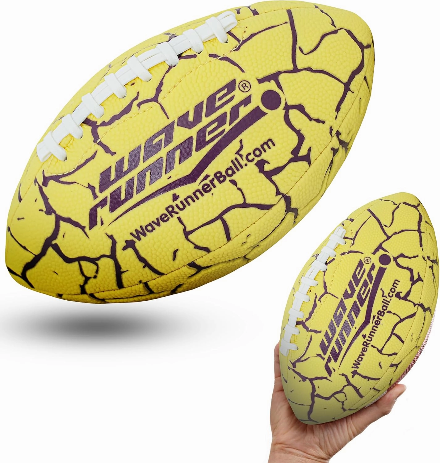 Wave Runner Grip It Waterproof Junior Size Football, 9.25 Size, Durable & Double Laced, Perfect for Beach Accessories, Kids Games, Pool Toys, Outdoor Games, All-Weather Indoor & Outdoor Play