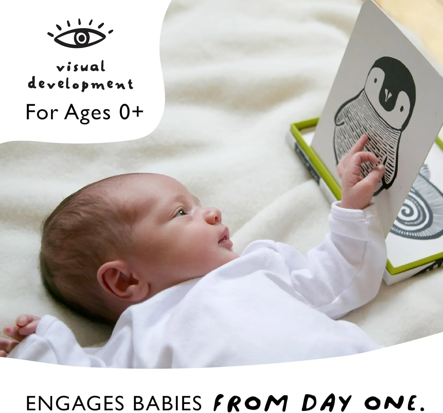 Wee Gallery Art Cards for Baby, Durable High Contrast Black and White Animal Flashcards for Newborns, Brain Development, Sensory Toys, Tummy Time Essentials for Infant and Toddler - Rainforest Animals