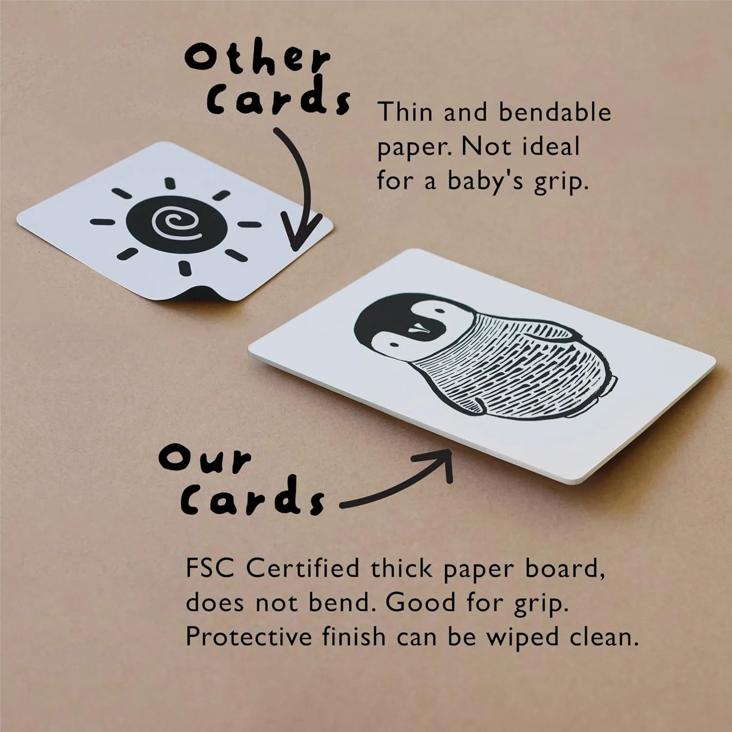 Wee Gallery Art Cards for Baby, Durable High Contrast Black and White Animal Flashcards for Newborns, Brain Development, Sensory Toys, Tummy Time Essentials for Infant and Toddler - Rainforest Animals