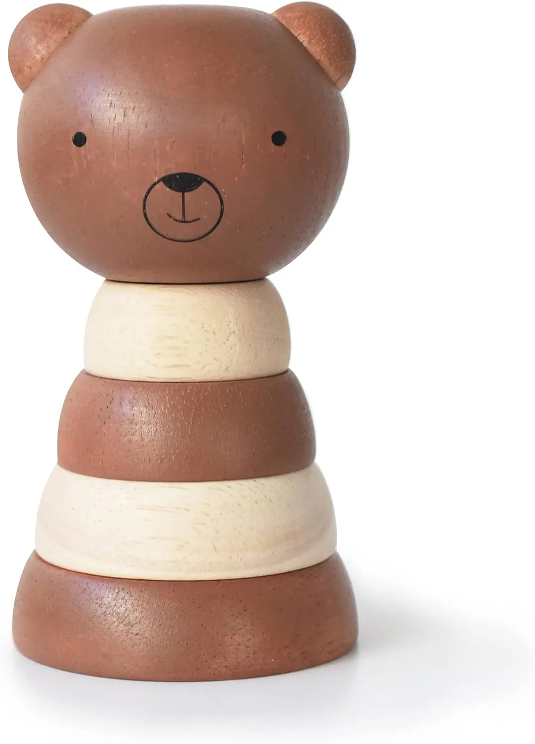 Wee Gallery Wood Stacker (Bear) Classic Learning Toy for Baby Development, Motor Skills, Problem Solving Activity, Child Safe Natural Materials, for Ages 18 Months and Up
