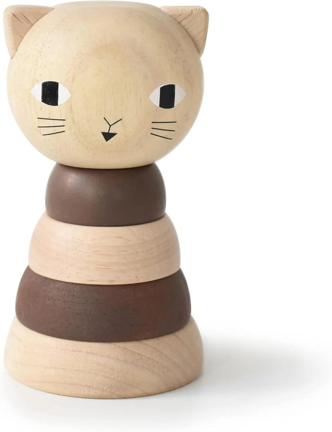 Wee Gallery Wood Stacker (Cat) Classic Learning Toy for Baby Development, Motor Skills, Problem Solving Activity, Child Safe Natural Materials, for Ages 18 Months and Up