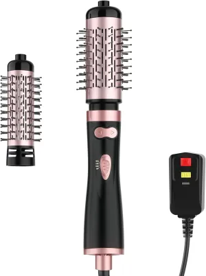 WEEYUM Rotating Hair Dryer Brush with 2 Detachable Brush Heads, 3 in 1 Hot Air Spinning Brush for Volumizer/Drying/Smoothing/Curling