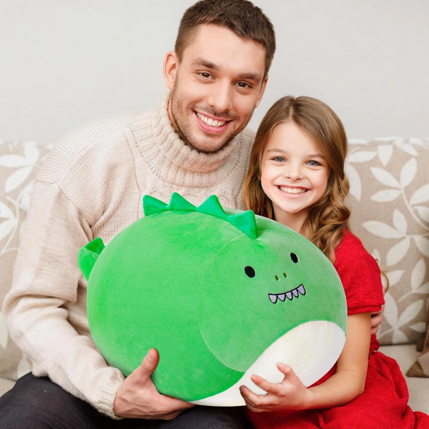 Wepop 20in Dinosaur Stuffed Animal Toys, Cute Giant Dino Pebble Plush Toy Throw Pillows Soft & Cuddly Plushies Dolls Birthday Gift for Kids