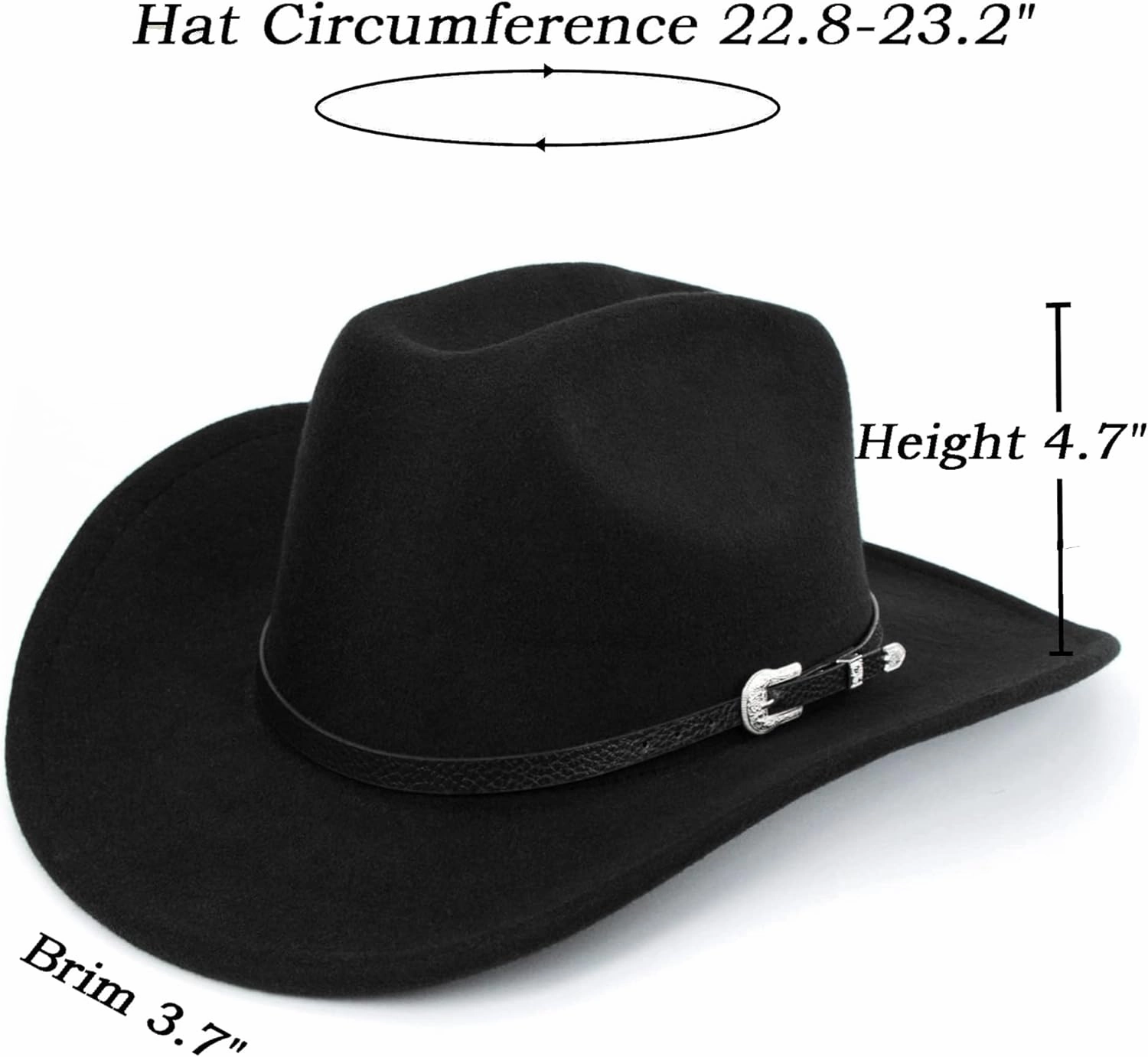 Western Outback Felt Cowboy Hat for Women Cowgirls Fedora Gus Hat Rodeo 22"-22.75" fit for M/L