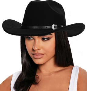 Western Outback Felt Cowboy Hat for Women Cowgirls Fedora Gus Hat Rodeo 22"-22.75" fit for M/L