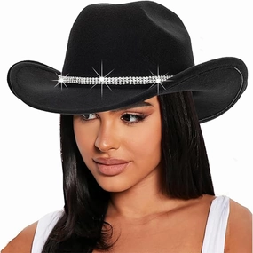 Western Outback Felt Cowboy Hat for Women Cowgirls Fedora Gus Hat Rodeo 22"-22.75" fit for M/L