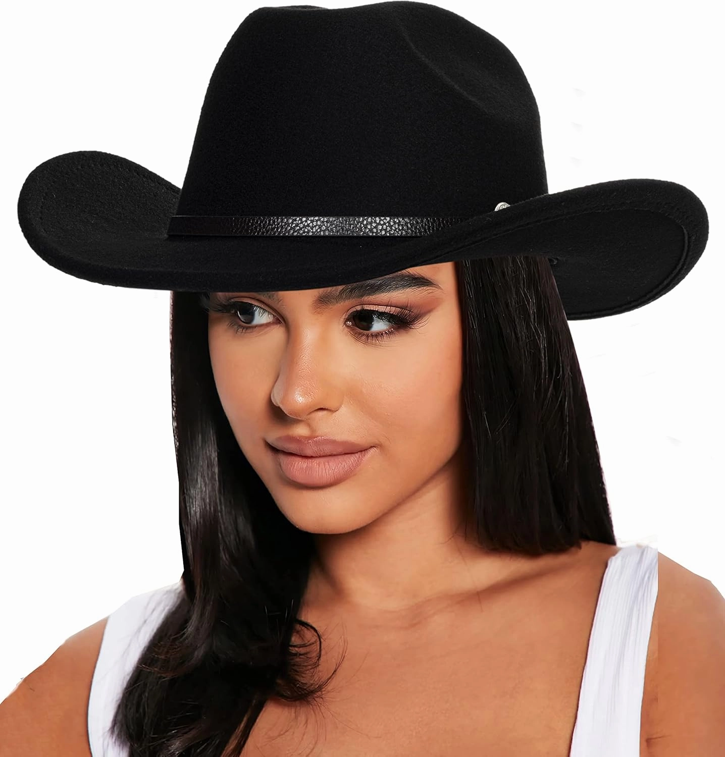 Western Outback Felt Cowboy Hat for Women Cowgirls Fedora Gus Hat Rodeo 22"-22.75" fit for M/L