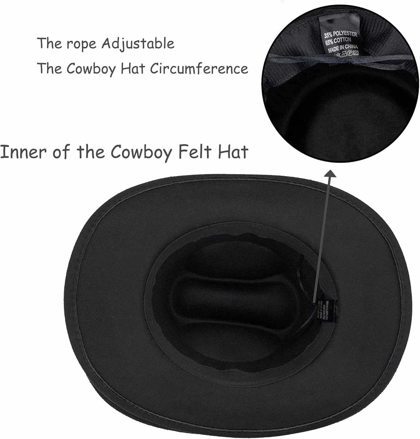 Western Outback Felt Cowboy Hat for Women Cowgirls Fedora Gus Hat Rodeo 22"-22.75" fit for M/L