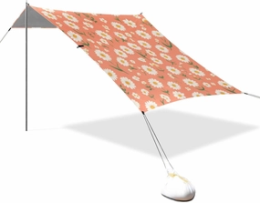 White Daisies Flowers Foldable Beach Tent UPF50 Easy Setup Sun Shade with Carrying Bag for Family Trips, Picnics & Camping