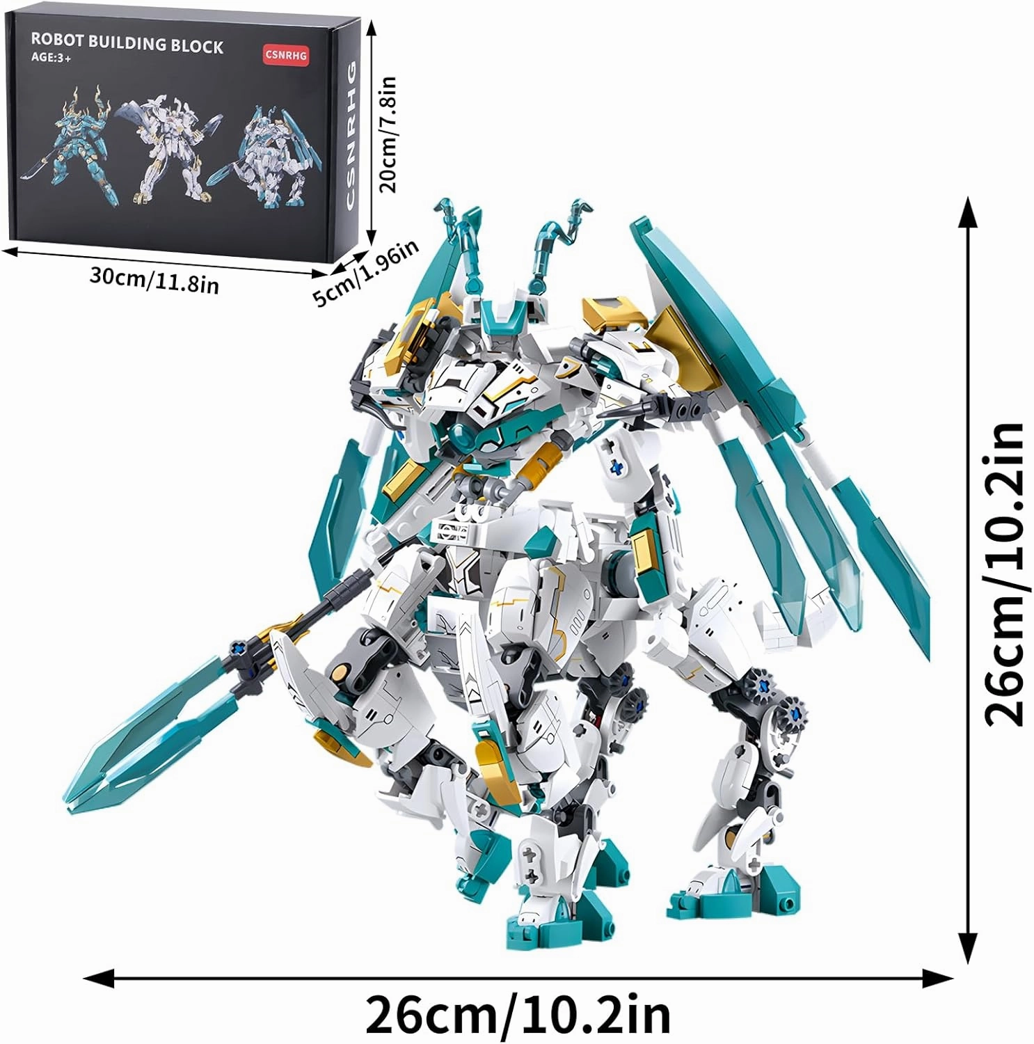 White Horse Dragon Samurai mech Robot Model Knight 2 in 1 Building Blocks Toy Set Mythical Birthday for Age 8  Children Adults Teens 731 Pieces