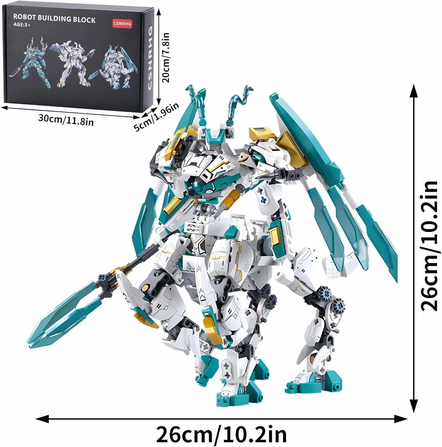 White Horse Dragon Samurai mech Robot Model Knight 2 in 1 Building Blocks Toy Set Mythical Birthday for Age 8  Children Adults Teens 731 Pieces