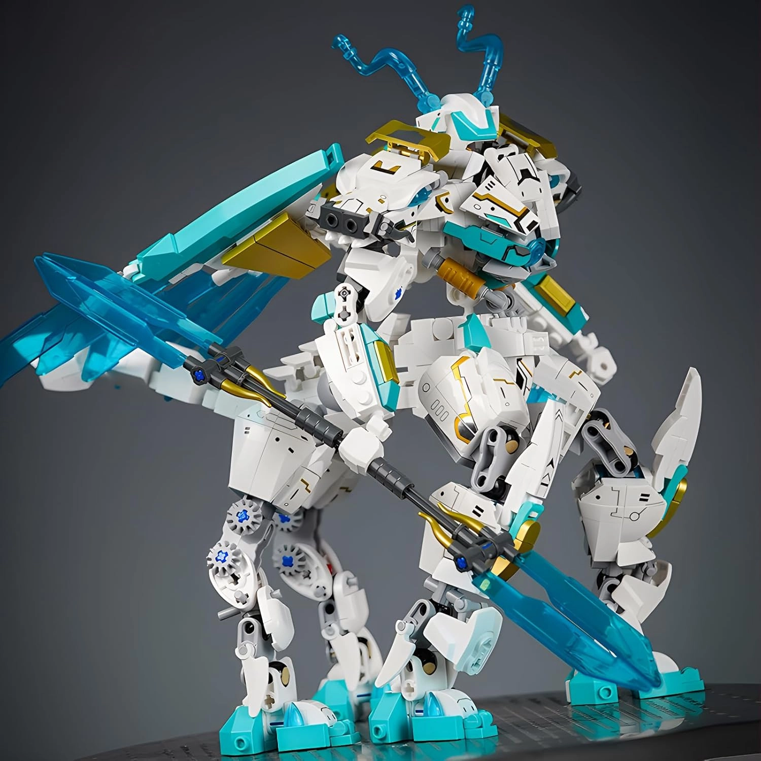 White Horse Dragon Samurai mech Robot Model Knight 2 in 1 Building Blocks Toy Set Mythical Birthday for Age 8  Children Adults Teens 731 Pieces