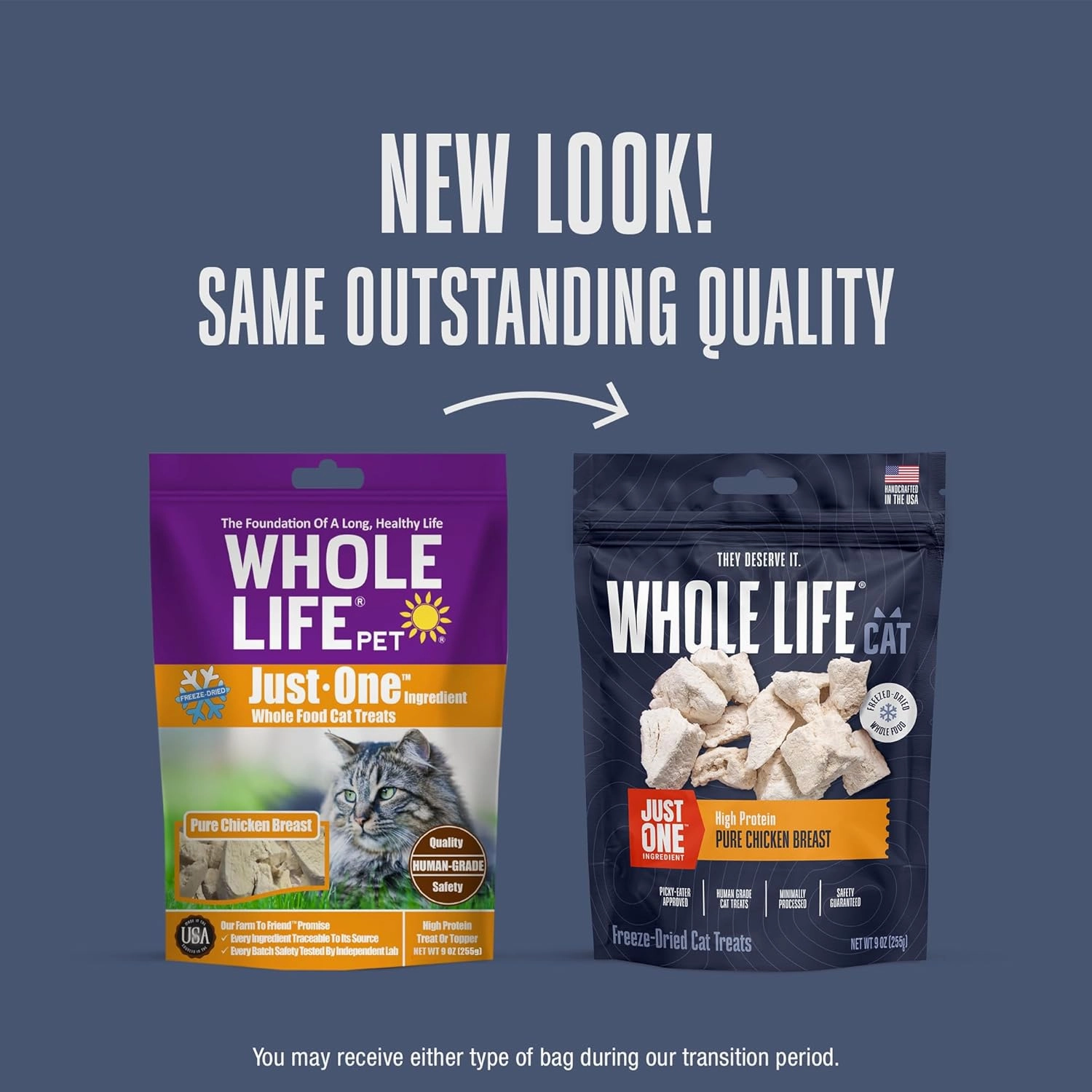 Whole Life Cat Just One Chicken Freeze Dried Cat Treats - Human Grade High Protein Food, Healthy Training Snacks, Freeze Dried Chicken Food Toppers, USA Made Natural Treats - 9 oz (Pack of 1)