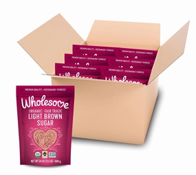 Wholesome Sweeteners 24-Ounce Organic Light Brown Sugar, Fair Trade, Non GMO, Gluten Free & Vegan, Sugar for Baking and Glazing, 6 Pack