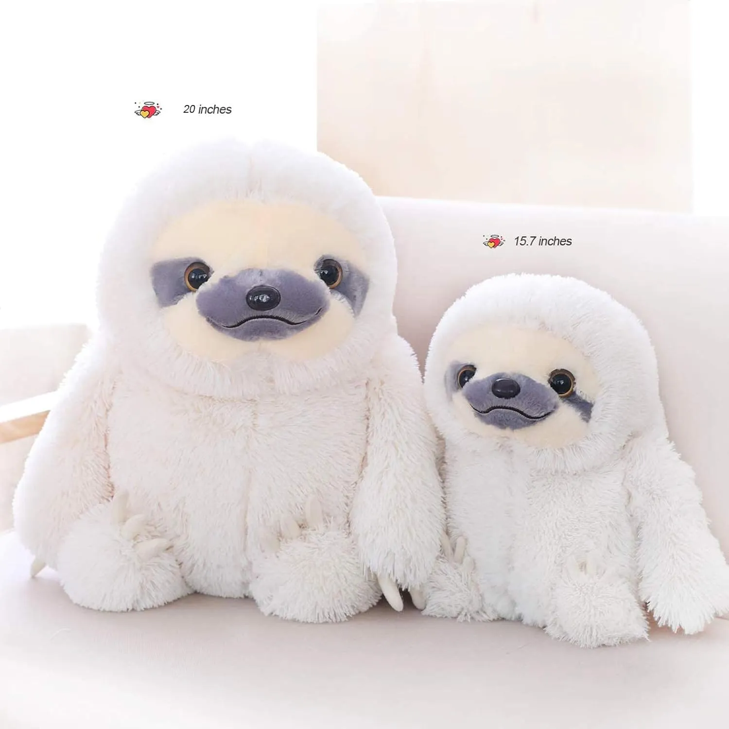 Winsterch Large Sloth Stuffed Animal Toy,20 inches Stuffed Sloth Kids Plush Sloth Animal Baby Doll Birthday Gifts for Boys and Girls,Ivory Sloth