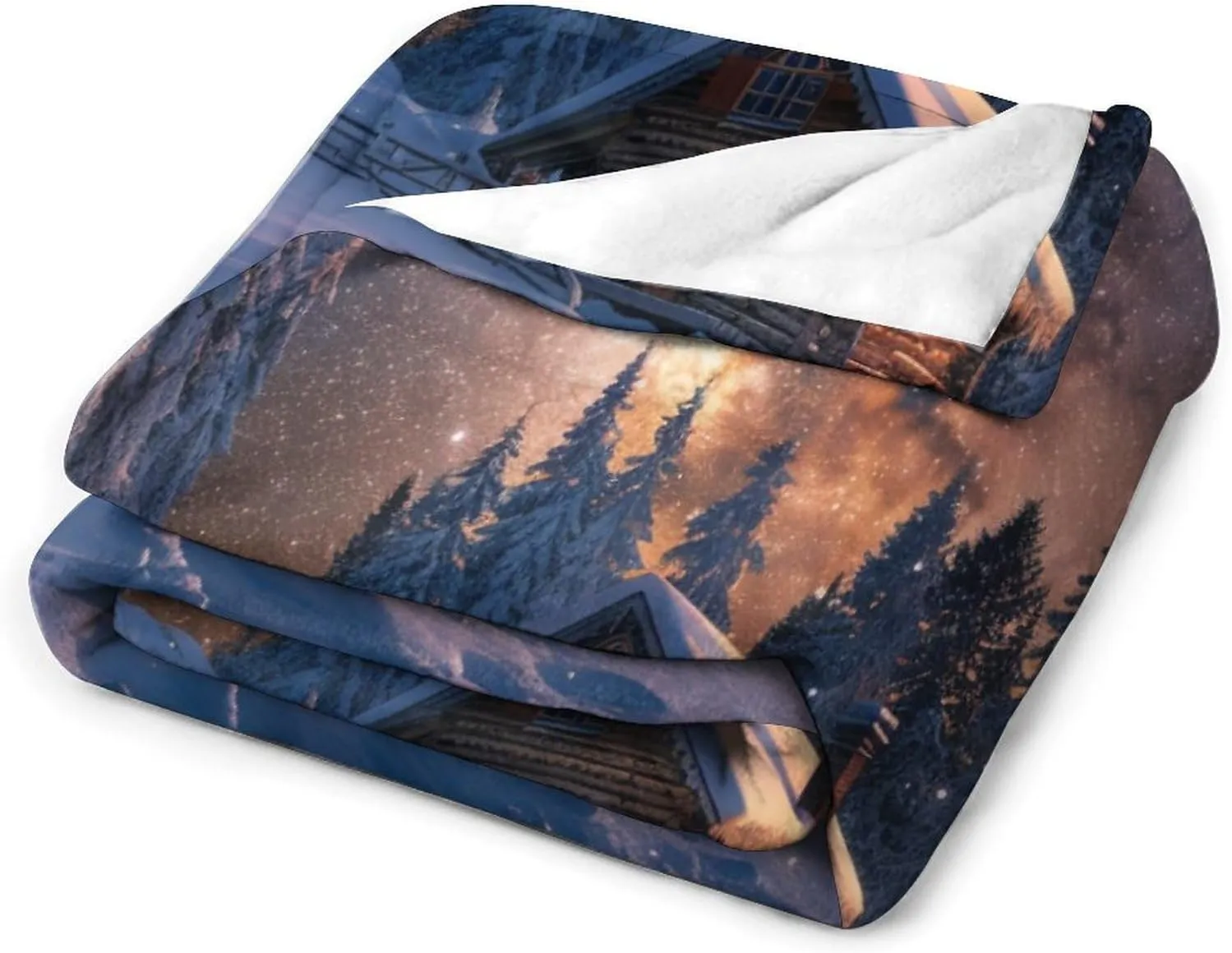 Winter Cabin Jungle Throw Blanket, Soft Cozy Warm Fantasy Galaxy Starry Scenery Flannel Blankets for Sofa Couch Bed, 50x70 Inch