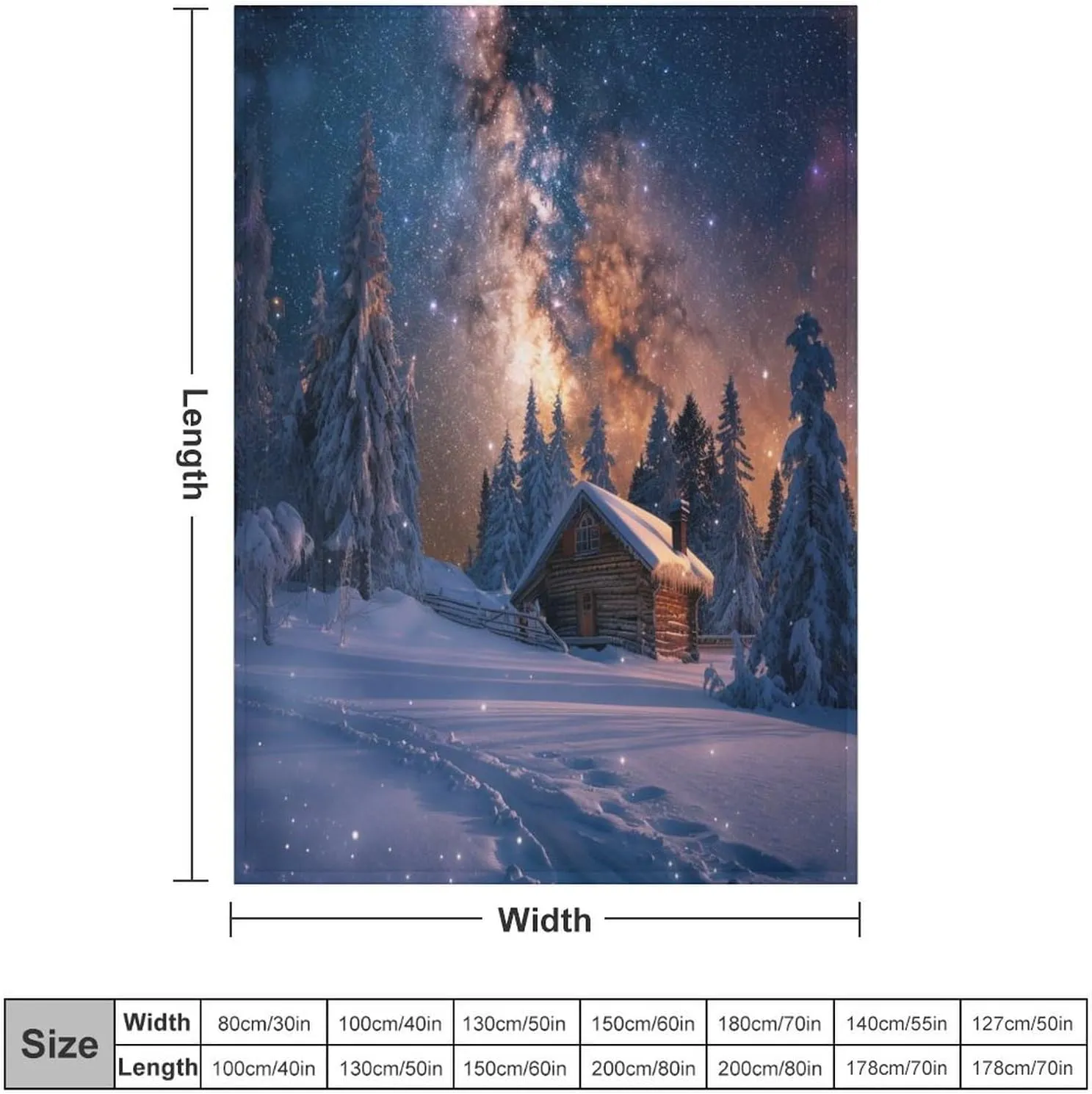 Winter Cabin Jungle Throw Blanket, Soft Cozy Warm Fantasy Galaxy Starry Scenery Flannel Blankets for Sofa Couch Bed, 50x70 Inch