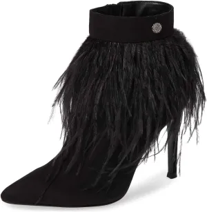 Women Fluffy Feather Tassel Ankle Boots Pointed Toe Stiletto High Heels Prom Dress Booties Size 4-15 US