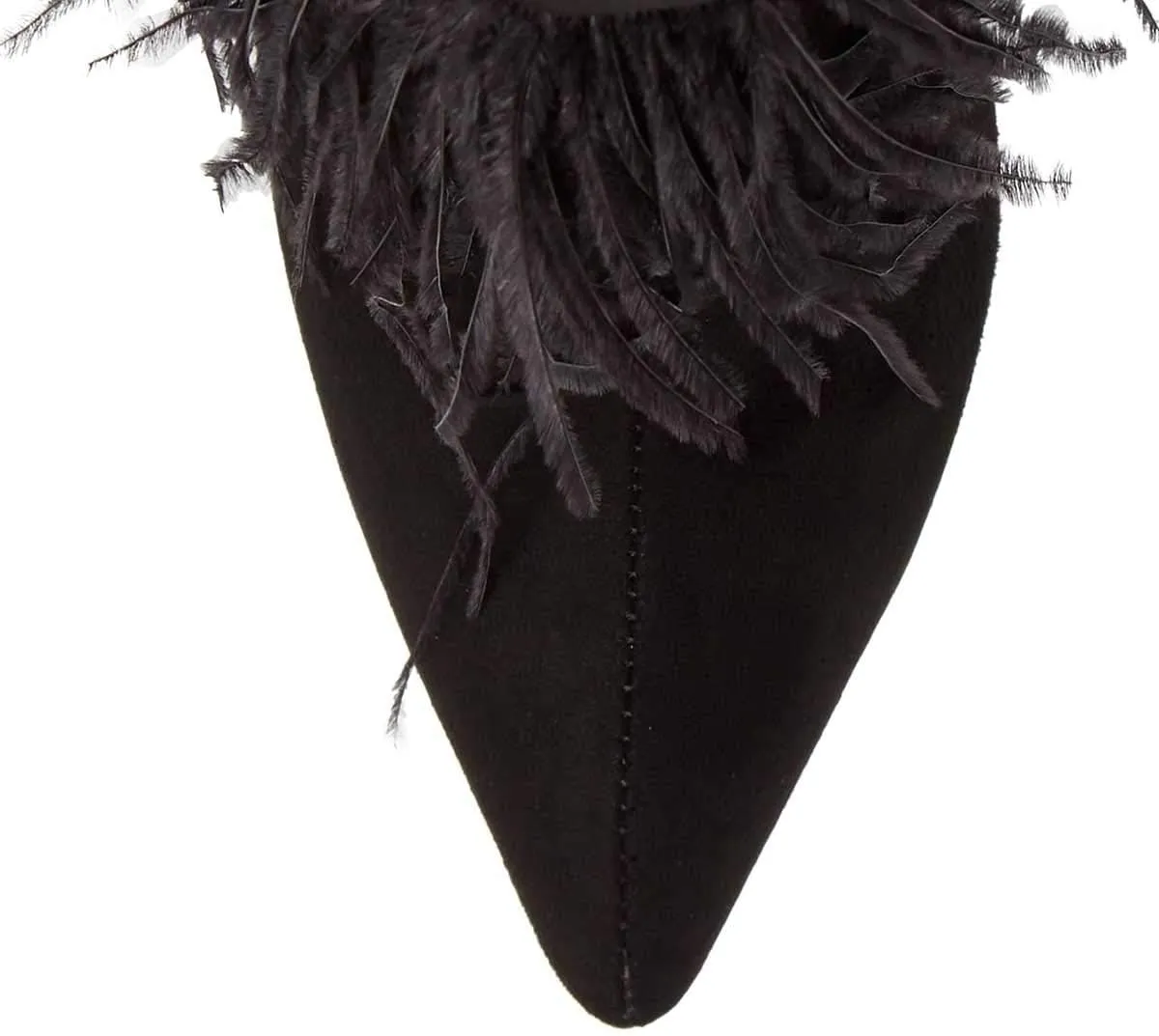 Women Fluffy Feather Tassel Ankle Boots Pointed Toe Stiletto High Heels Prom Dress Booties Size 4-15 US