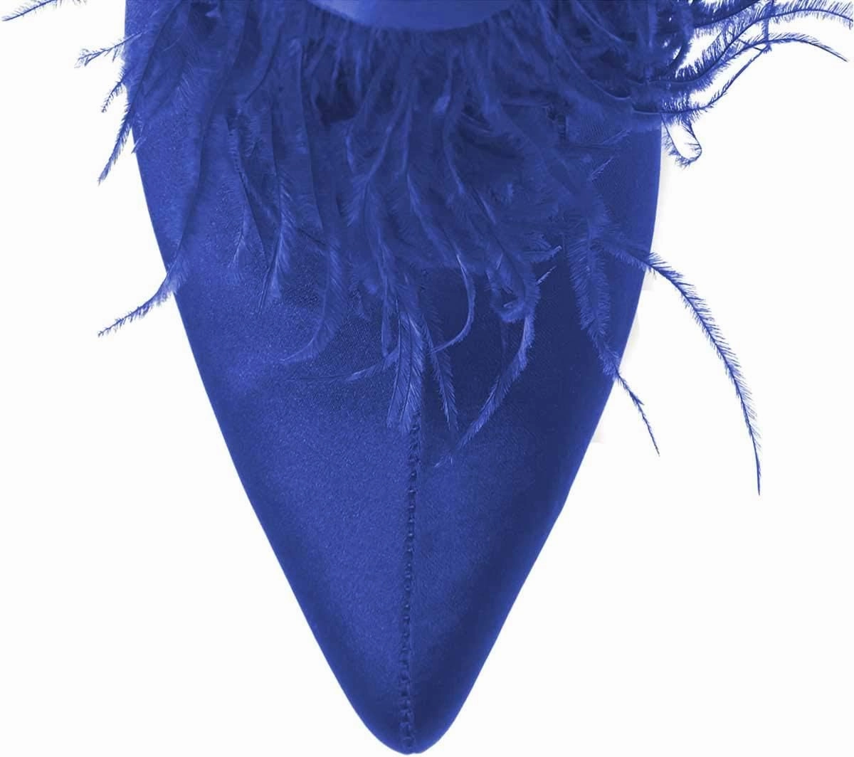 Women Fluffy Feather Tassel Ankle Boots Pointed Toe Stiletto High Heels Prom Dress Booties Size 4-15 US