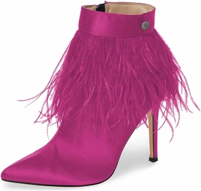 Women Fluffy Feather Tassel Ankle Boots Pointed Toe Stiletto High Heels Prom Dress Booties Size 4-15 US