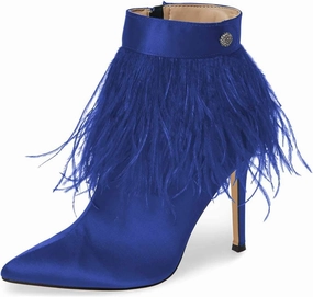 Women Fluffy Feather Tassel Ankle Boots Pointed Toe Stiletto High Heels Prom Dress Booties Size 4-15 US