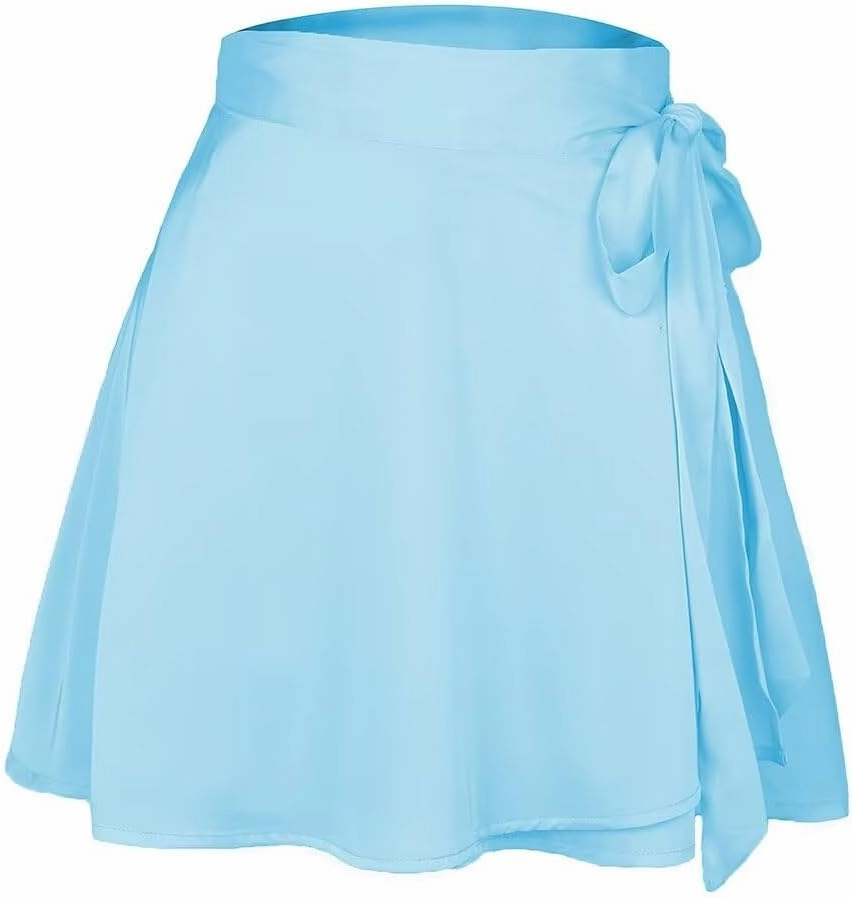 Women's Adjustable Wrap Around Tie Belt Skirt Silky Satin Mini Skirt Summer Skirts