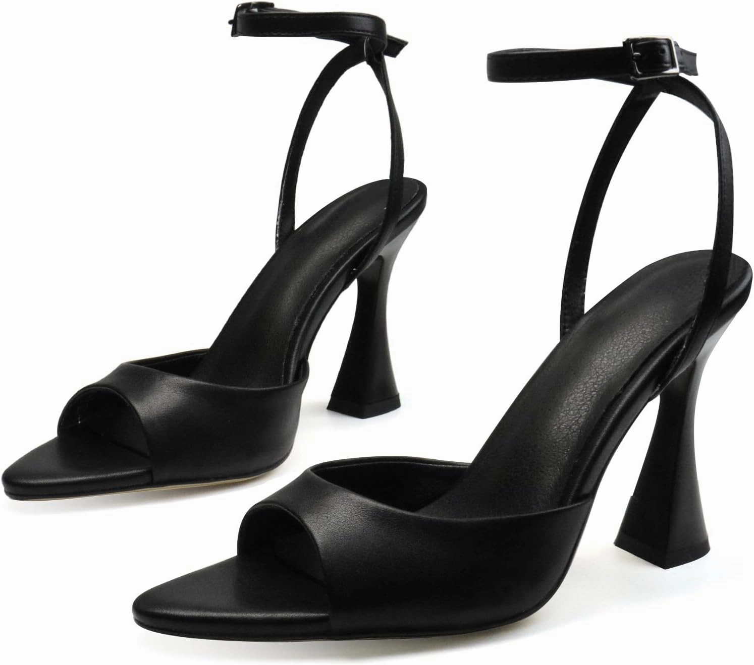 Women's Ankle Strap Fine Heeled Wedding Mesh Kitten Heels Sandals Pointed Open Toe Ankle Buckle Strap Summer Dress Shoes