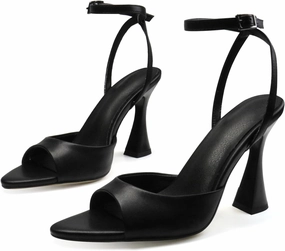 Women's Ankle Strap Fine Heeled Wedding Mesh Kitten Heels Sandals Pointed Open Toe Ankle Buckle Strap Summer Dress Shoes