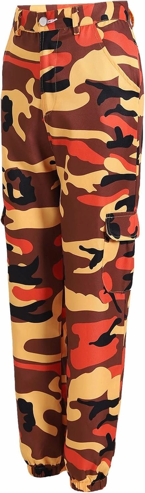 Women's Camo Pants Cargo Trousers High Waist Casual Camouflage Tactical Pants Loose Fit Jogger Pants with Pocket