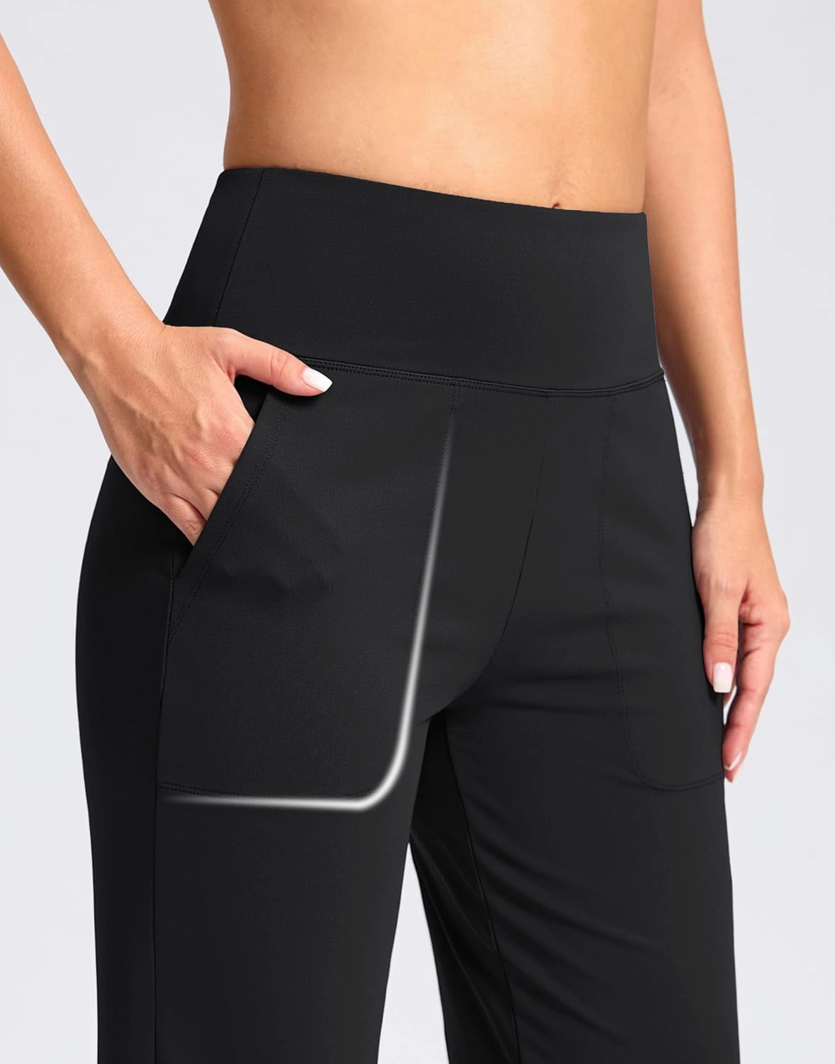 Women's Capri Pants with Pockets High Waist Yoga Pants Wide Leg Workout Crop Summer Pants for Casual, Travel, Exercise
