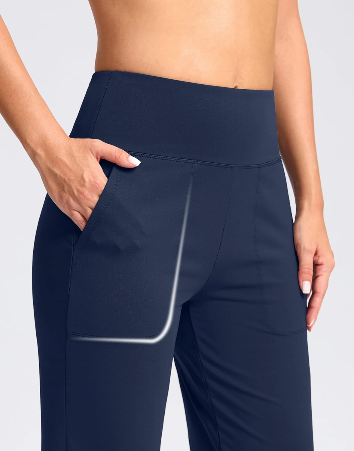 Women's Capri Pants with Pockets High Waist Yoga Pants Wide Leg Workout Crop Summer Pants for Casual, Travel, Exercise