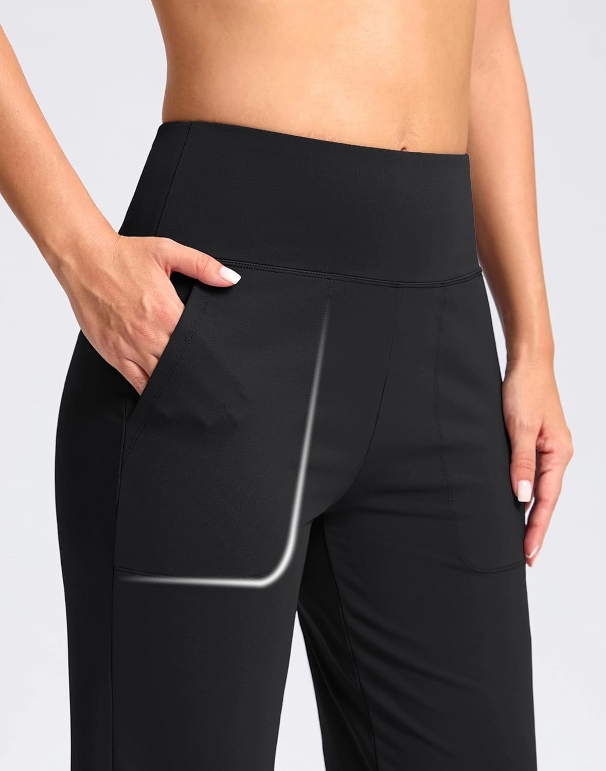 Women's Capri Pants with Pockets High Waist Yoga Pants Wide Leg Workout Crop Summer Pants for Casual, Travel, Exercise