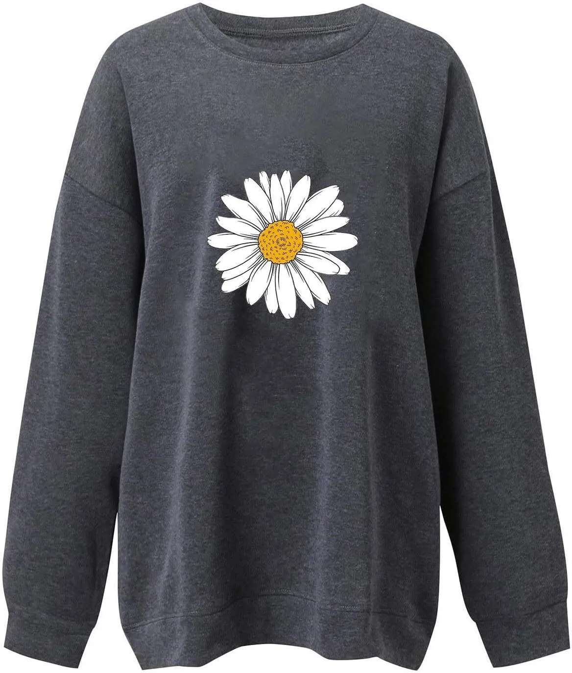 Womens Sunflower Print Sweatshirt Long Sleeve Oversized Hoodies Tops Crewneck Pullover Shirts Trendy Fall Outfits