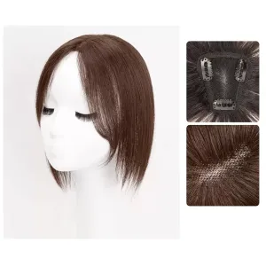 Women's Wig Wig Girls Head Patch White Hair Real Hair Thin Fluffy Increase Hair Volume Wig Piece Women's Wigs Hair Piece(02-(7-8) 25CM-chestnut-brown)