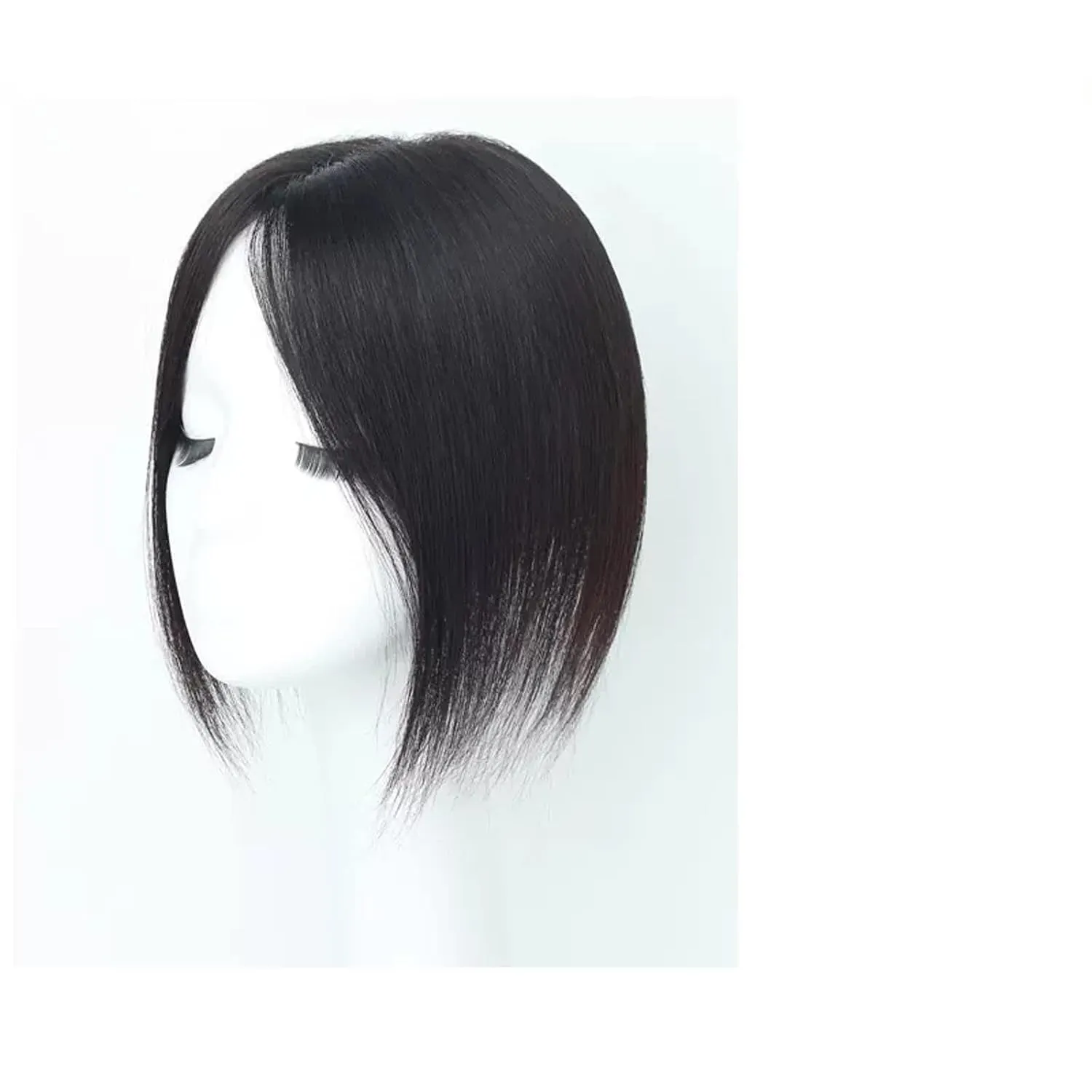 Women's Wig Wig Girls Head Patch White Hair Real Hair Thin Fluffy Increase Hair Volume Wig Piece Women's Wigs Hair Piece(09-(8-12) 25CM-black)