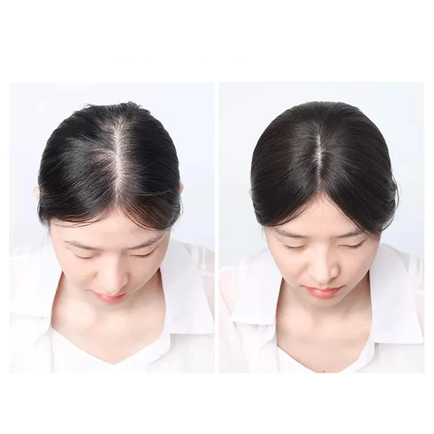 Women's Wig Wig Girls Head Patch White Hair Real Hair Thin Fluffy Increase Hair Volume Wig Piece Women's Wigs Hair Piece(09-(8-12) 25CM-black)