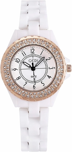 Womens Luxury Wrist Watch Fashion Rhinestone White Ceramic Watch Casual Lady Nice Dress Watches (Rose Gold)