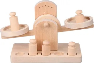 Wooden Balance Scale Toy Set for Kids - Educational Math Balance Beam with Pan Scale - Stem Learning Toy for Preschoolers and Toddlers