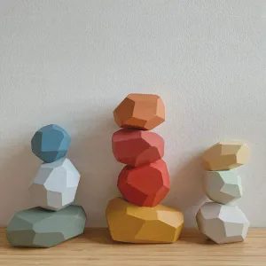 Wooden Balancing Stacking Stones, 36pcs Wood Rocks, Building Blocks Set, Sorting and Stacking Games, Lightweight Natural Colorful Toys, Preschool Learning Educational Puzzle Toy