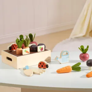 Wooden Play Food Garden Toys Wooden Growing Vegetables Playset Activity for Kids Pretend Play Food Toddlers Play Kitchen Accessories Early Learning Toy Gift for Boys Girls 3 