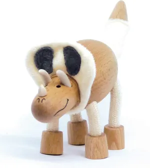 Wooden Torosaurus Dinosaur Toy for Toddlers, Fun and Posable for Early Learning, Smooth Natural Wood, Boys and Girls