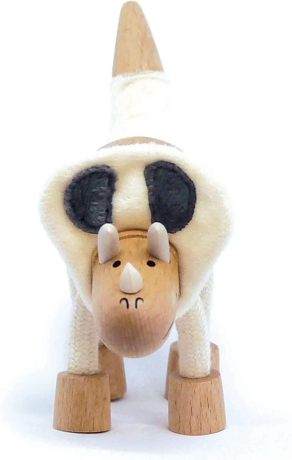 Wooden Torosaurus Dinosaur Toy for Toddlers, Fun and Posable for Early Learning, Smooth Natural Wood, Boys and Girls