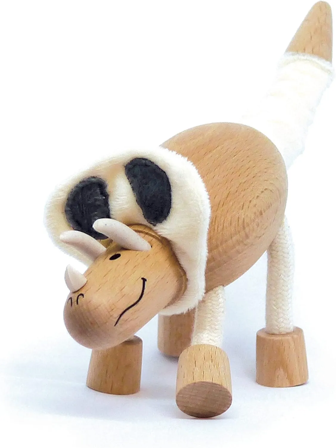 Wooden Torosaurus Dinosaur Toy for Toddlers, Fun and Posable for Early Learning, Smooth Natural Wood, Boys and Girls
