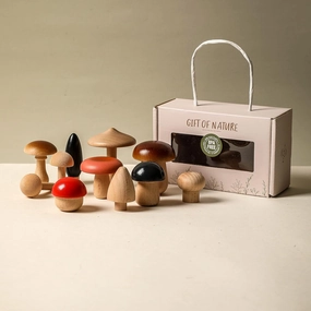WOODEN TEETHER Wooden Mushroom Toy Set 11 PCS Various Sizes Natural Wooden Mushroom DIY Paint Color Mini Toddler Toys for Home Decor and Crafts Garden Accessories Creative Gift for 36 Months 