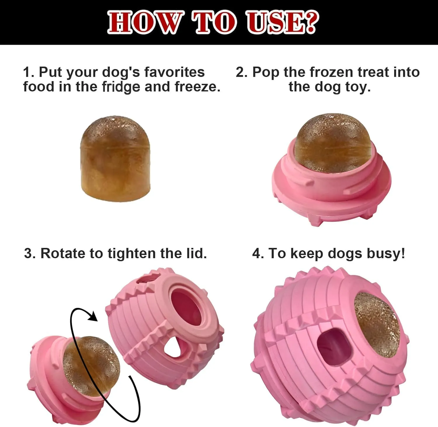 XHX Dog Toy, Durable Large Dog Toys, Fillable Rubber Dog Toys, Interactive Dog Puzzle Play Toy with Stopper (Pink, Small)