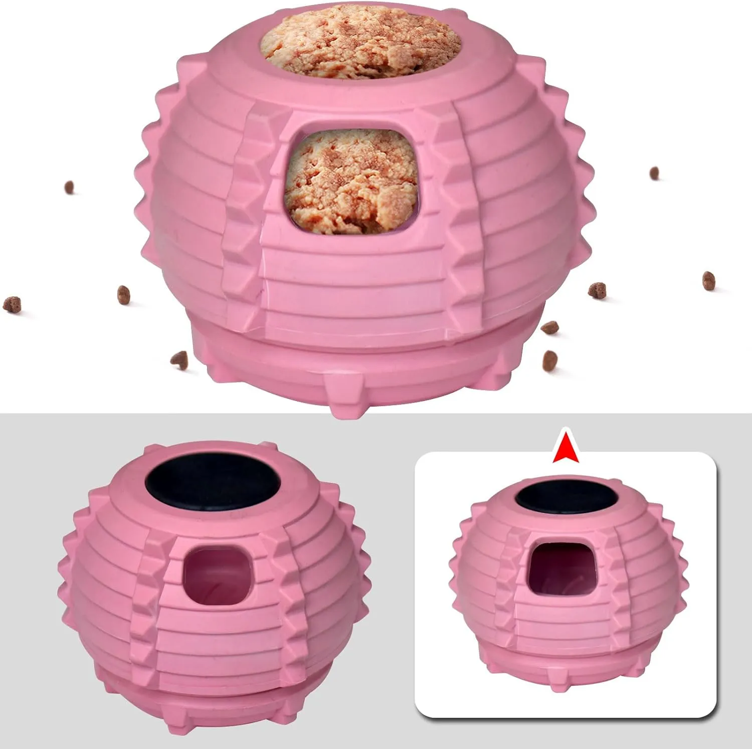 XHX Dog Toy, Durable Large Dog Toys, Fillable Rubber Dog Toys, Interactive Dog Puzzle Play Toy with Stopper (Pink, Small)